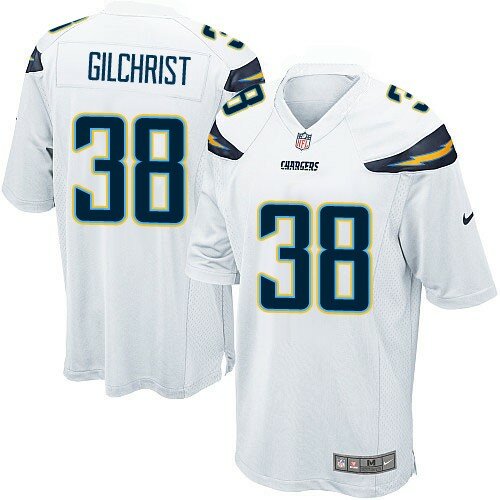 Game Nike Men's Marcus Gilchrist White Road Jersey: NFL #38 San Diego Chargers